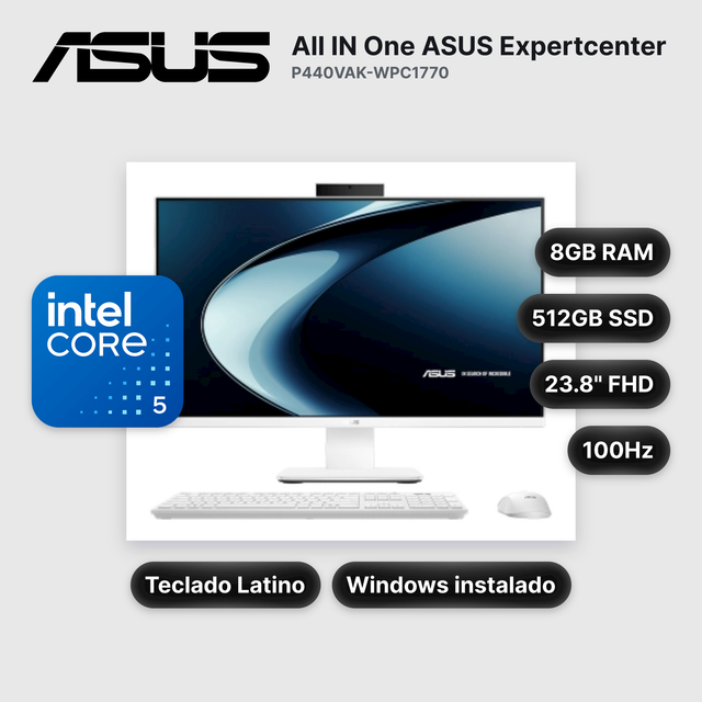 All in One ASUS ExpertCenter P440VAK-WPC1770 Core 5 210H 8GB 512GB SSD 23.8" FHD (90PT03X7-M07080)