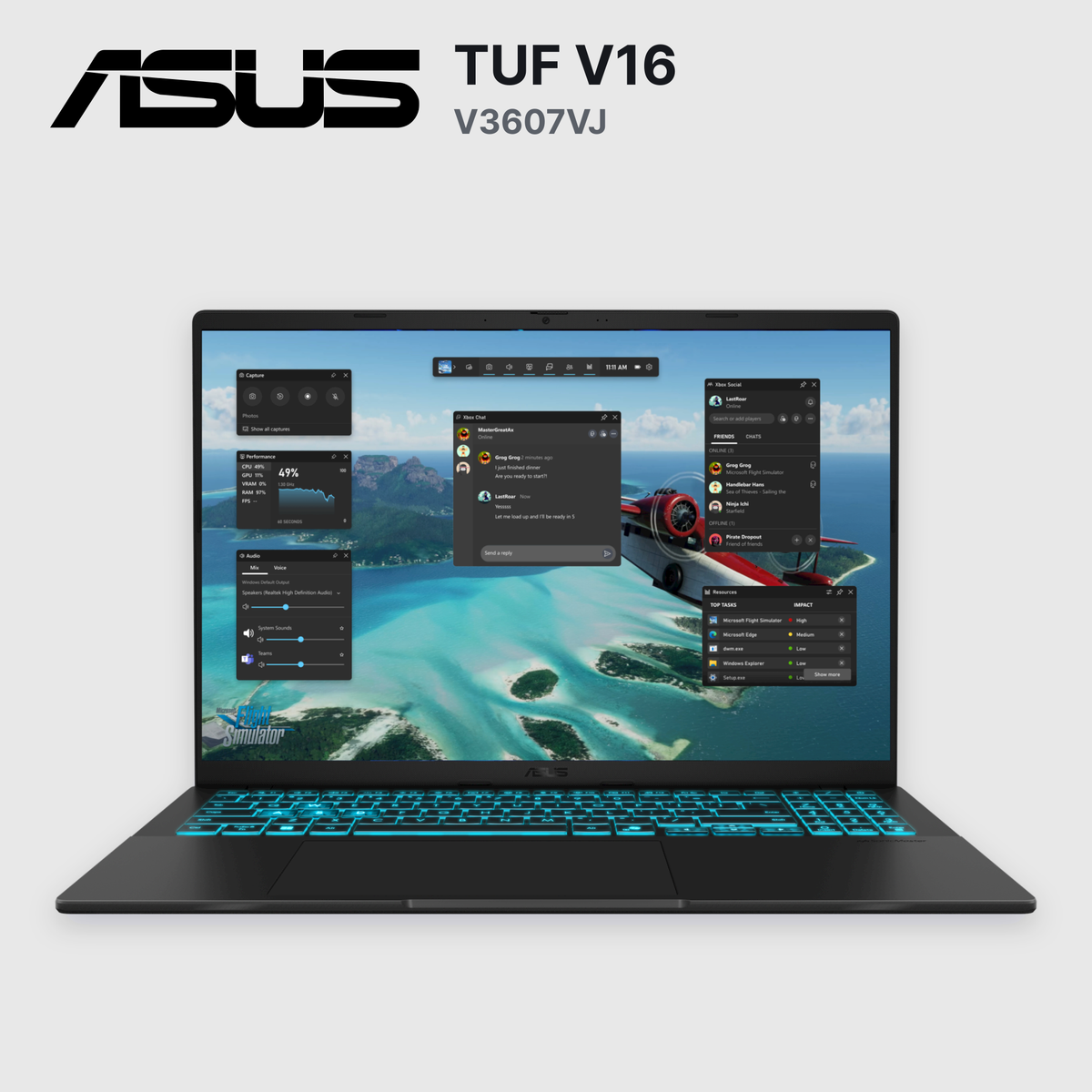 Laptop ASUS TUF V16 V3607VJ Core 5-210H 8GB 512GB SSD RTX 3050 16" (90NB15V1-M00CE0)